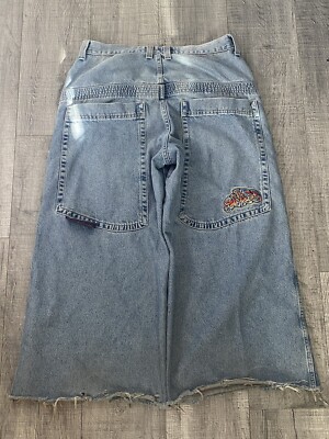 VTG 90s Mens JNCO Burner Wide-Leg Rave Skate Distress Blue Jeans