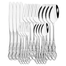 Flatware Cutlery Set Silver Stainless Steel Dinnerware Tableware Kitchen Set