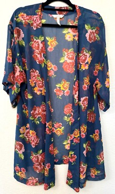Matilda Jane Floral Open Boho Kimono Duster Watch the Sunrise Cardigan M/L