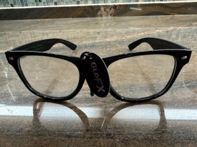 GloFX Heart Effect Diffraction Glasses   Black NEW