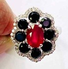 HSN Colleen Lopez Sterling Silver Ruby, Black Spinel & White Zircon Ring Size 5 — photo 3