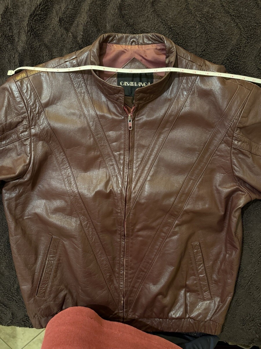 Vintage Casablanca Leather Jacket, Size 44, Very Good
