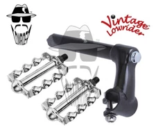 Vtg Lowrider Stem Classic 22.2 Black & Pedals 2-Turn Flat Twisted 1/2" Chrome