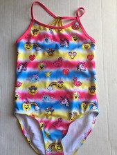 Emojination Girls Pink Yellow Blue Size M Swimsuit Bathing