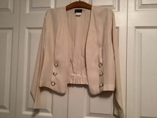 Vintage 80 s Embellished Blazer Jacket SZ 16 Made in USA Ivory w/Roses