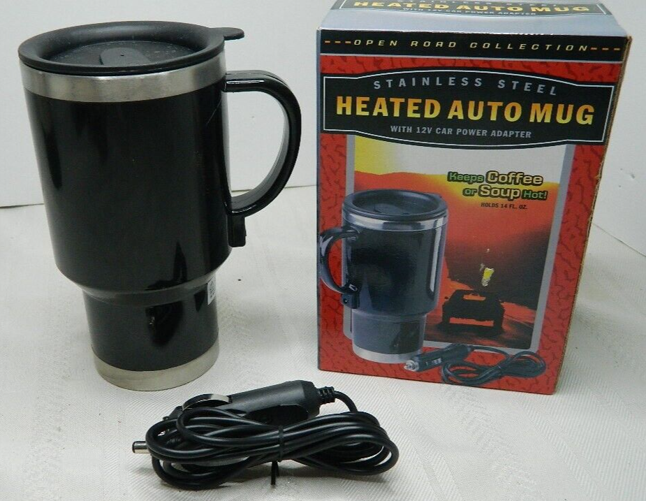 Open Road Collection Heated Stainless Steel Auto Mug Coffee/Soup 12V  Adapter | eBay