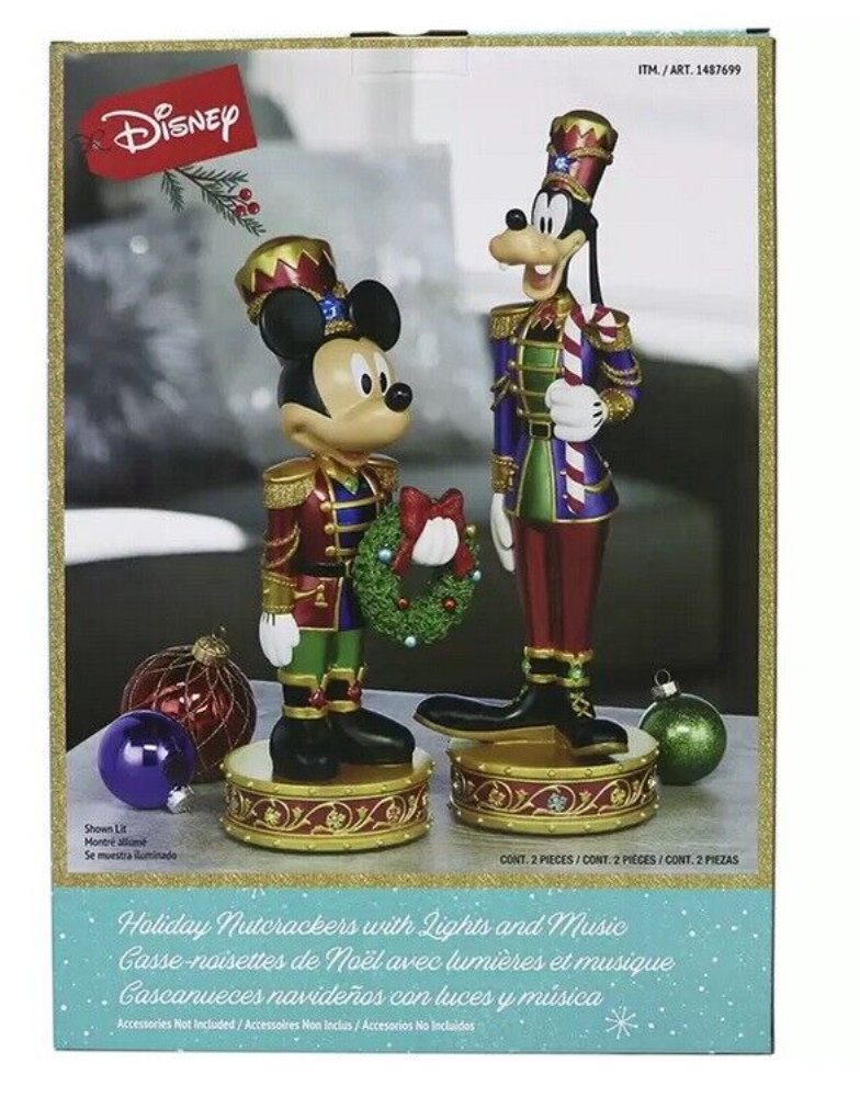 Disney Christmas Mickey & Goofy Nutcracker with Light And Music Set of