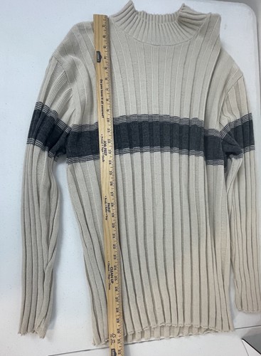 Vintage Tag Sport Herren Rundhals Pullover Large Creme Grau Grobstrick 80er 90er - Bild 2 von 7