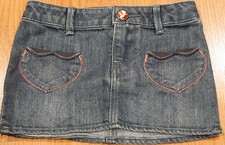 Girls 2 Year BABY GAP Mini Denim Jean Skirt Cute Trendy Heart Pockets 7.5" Long