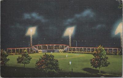 Postcard View Armco Baseball Field at Night Middletown Ohio OH 