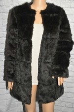Nwt Metaphor M Faux Fur Black Tunic Glam Boho Hook Clasps Fall Winter Jacket 3