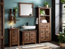 Badset Cancun 5-teilig Massivholz rustikal Schränke für Badezimmer Holzmöbel