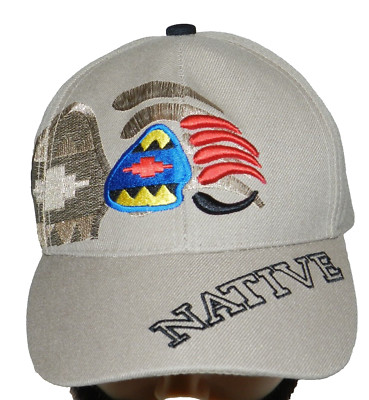 Native URBAN GEAR Bear Claw Embroidered ''NATIVE'' BEIGE Hook & Loop Strap Hat/Cap