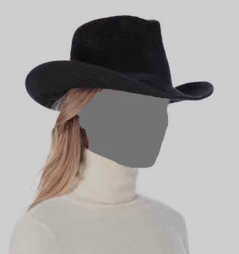 $440 Eric Javits Women Black Wool Felt Wide Brim Western Fedora Hat One Size - Picture 2 of 3
