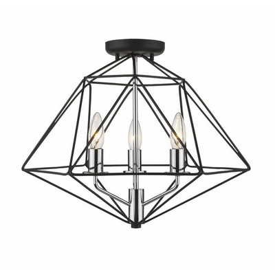 Z-Lite 3 Light Semi Flush Mount 918SF-MB-CH, Matte Black