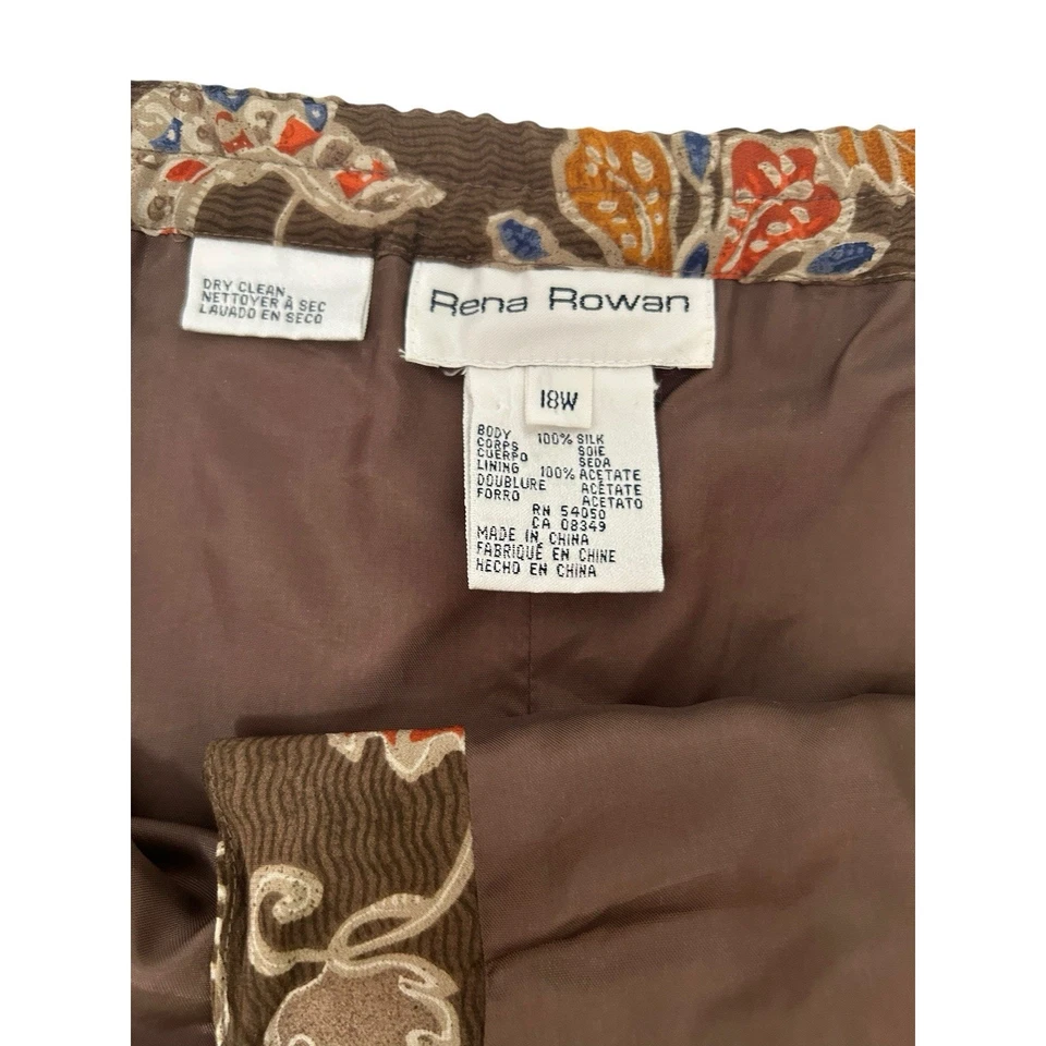 Falda Envolvente Floral Marrón 100% Seda Rena Rowan Años 90 De Colección 18 W Otoño Carrera Clásica Foto 3 de 4