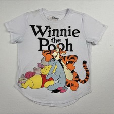 Disney Winnie the Pooh Kids Youth Small 4/5 Graphic Shirt White Short Sleeve