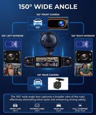 Dashcam Auto 4 Canali 360° con 4 Telecamere HD 1080p Anteriore Posteriore Latera - Miniatura 3