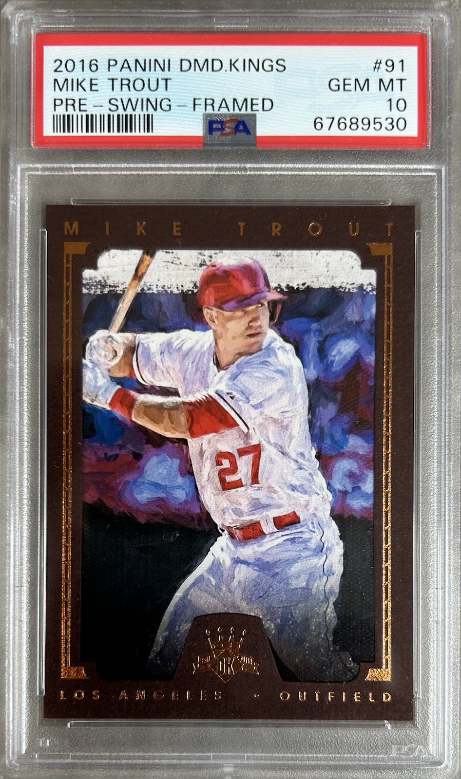 2016 PANINI DIAMOND KINGS MIKE TROUT #91 PRE-SWING-FRAMED PSA 10 GEM MINT POP 3