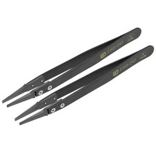 ESD Precision Anti-Static Tweezers Flat Tip Tweezers for Craft Jewelry 2 Pcs