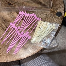 Vintage Pink/White Hair Roller Pins - Lot Of 46