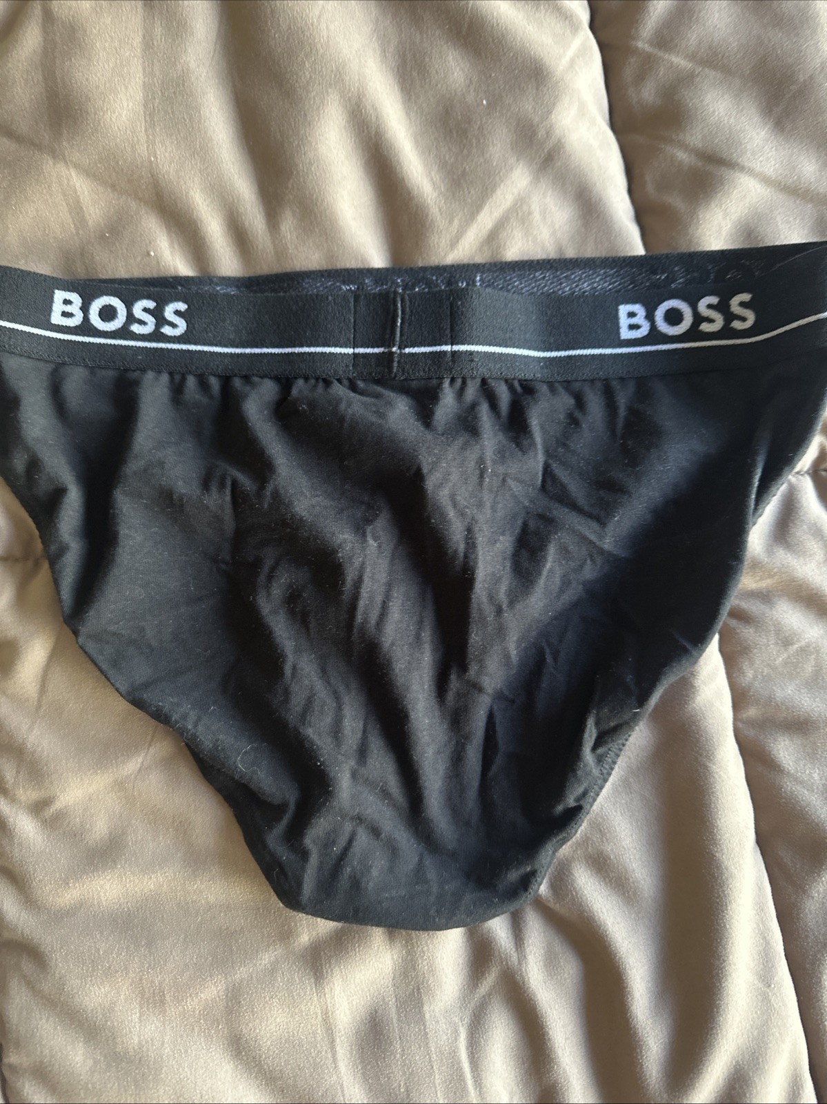 HUGO BOSS Mens Black White Cotton Hip Brief Underwear sz L Brand New thumbnail 6