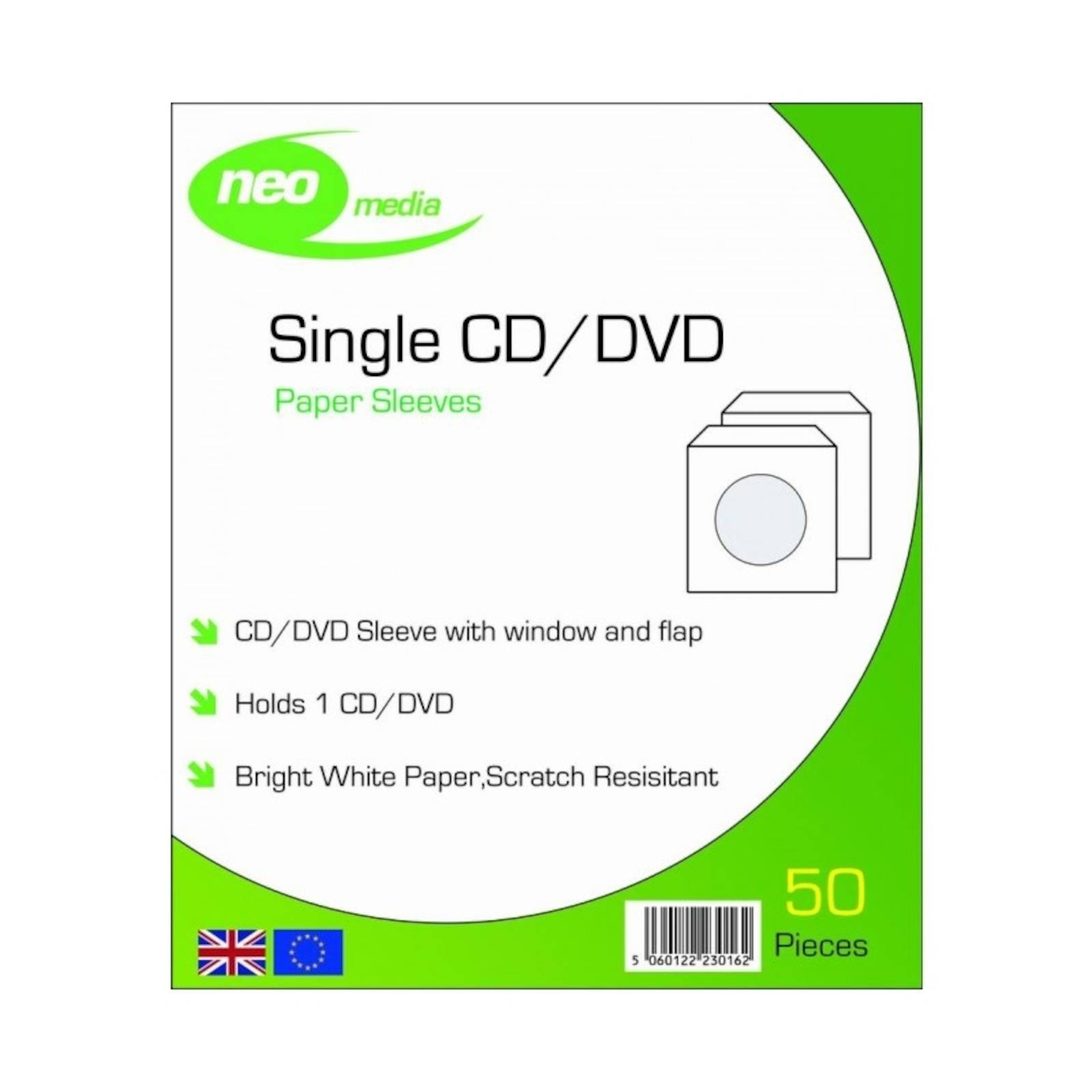 Neo Media CD/DVD Paper Sleeves - 50 Pack
