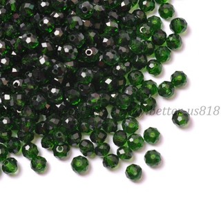 100Pcs Emerald Czech Crystal Faceted Rondelle Spacer Loose Beads 6MM