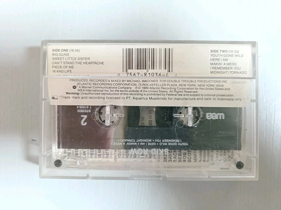 SKID ROW – Skid Row Cassette Tape Indonesian Release Hard Rock VGC FREE POST AUS - Image 2 of 3