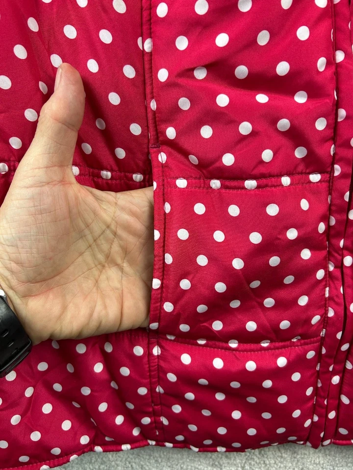 Chaleco acolchado a lunares rojo Woman Within para mujer 1X forrado de poliéster Foto 2 de 4