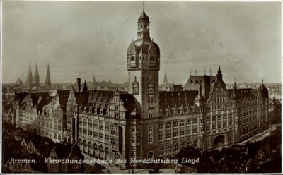 Postcard Hanseatic City of Bremen, large administration building with high tower,... - 5027992