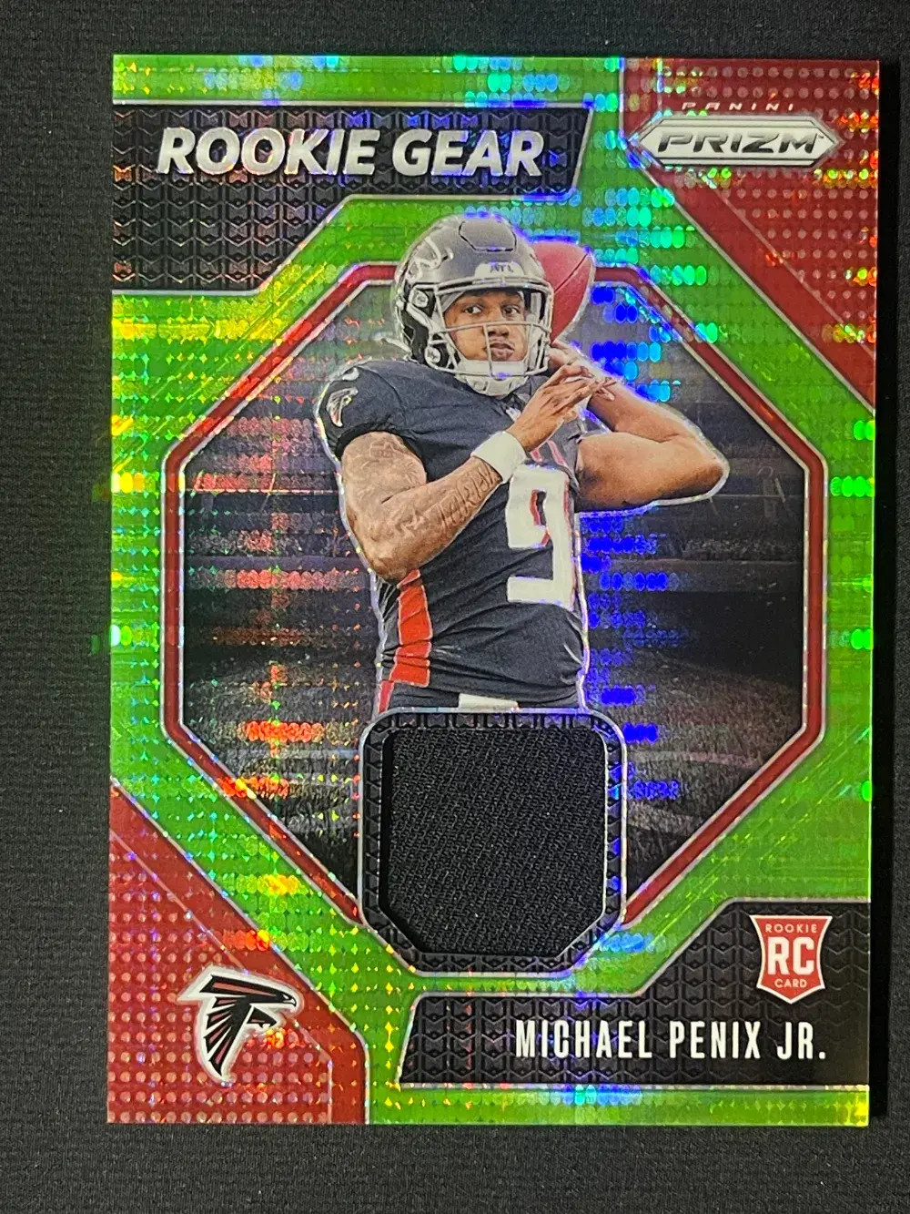 2024 Panini Prizm Michael Penix Jr Neon Green Pulsar Rookie Gear Patch JP -YT92