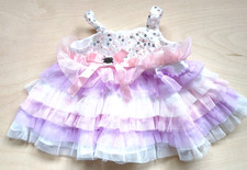 Build A Bear Dress Tiered Tulle Satin Straps Pastel Rhinestone Bow Sash Belt '11