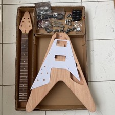 DIY Electric Guitar Kits For Flying V Mahogany Body&Neck Rosewood Dot Inlay