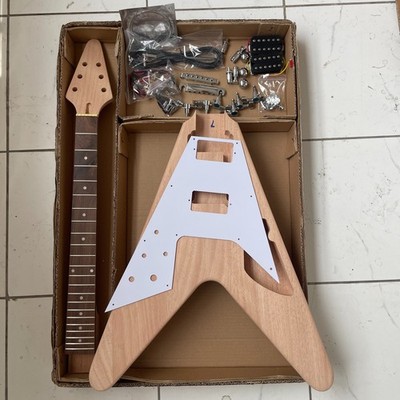 DIY Electric Guitar Kits For Flying V Mahogany Body&Neck Rosewood Dot Inlay