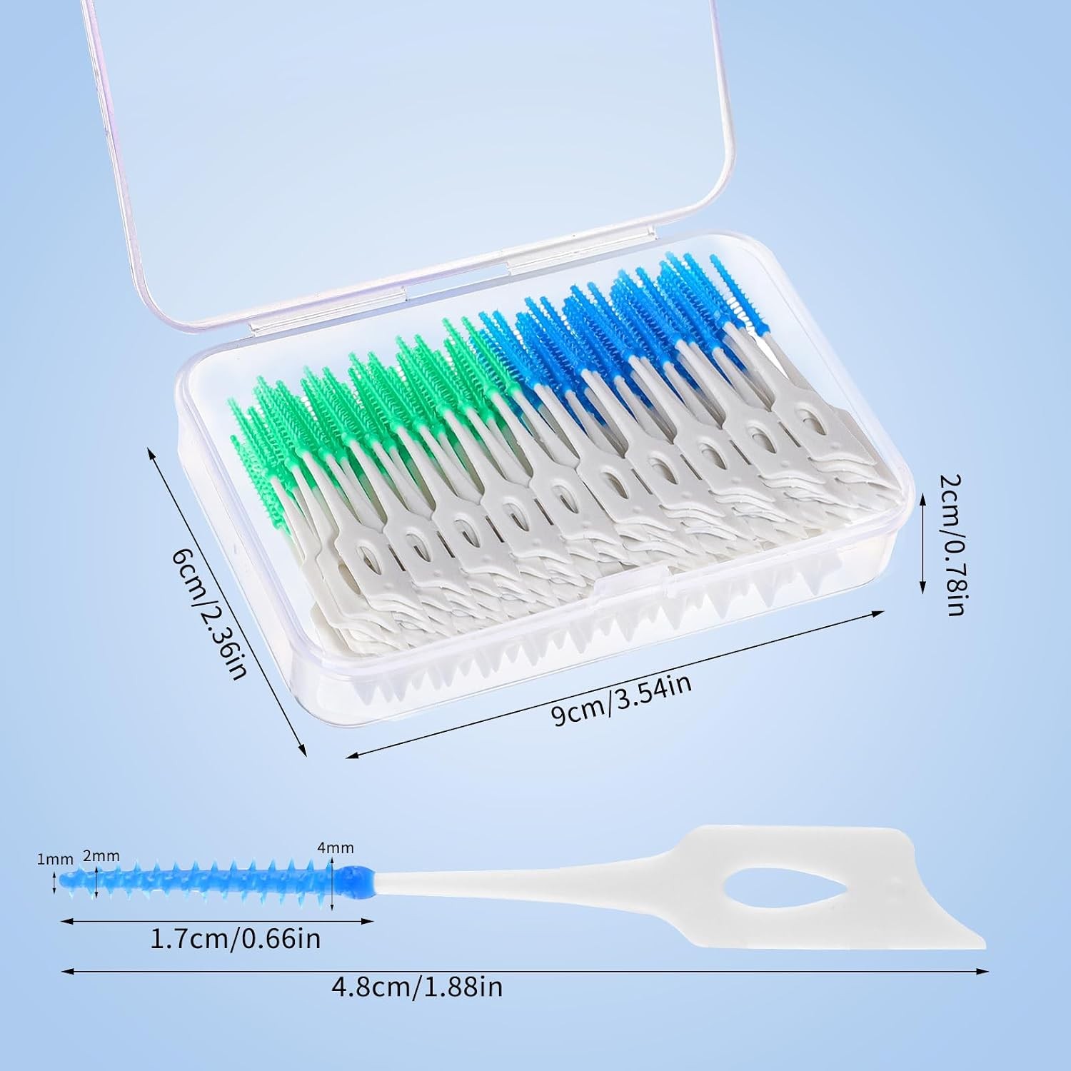 200 Brossettes Interdentaires Dentaires Nettoyage Bleu Vert Hygiène fil dentaire 2