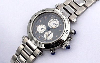 Cartier Pasha  C Chronoflex Ref: 1352 1 Armbanduhr  in Edelstahl
