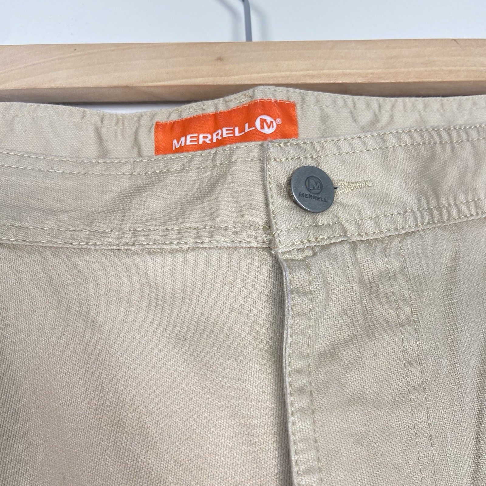 Pantalone uomo Merrell 40 x 32 marrone kaki outdoor casual viaggio campeggio escursionismo lavoro nuovo con etichette