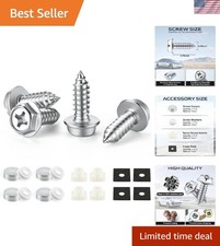 Easy Install Stainless Steel License Plate Screws - 4 Pack With Foam Pads Easy Install Stainless Steel License Plate Screws - 4 Pack With Foam Pads