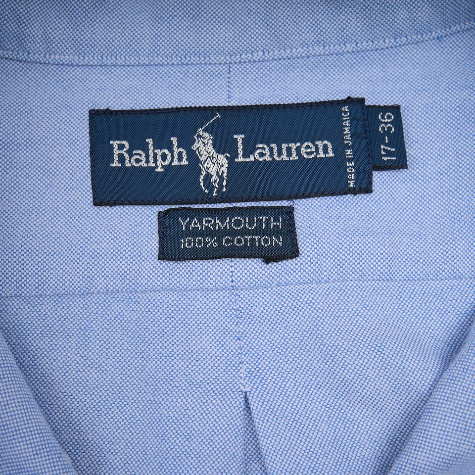 Polo Ralph Lauren Yarmouth Shirt 17 36 Blue Cotton Oxford Button-Down Flesh Pony - Image 4 of 4