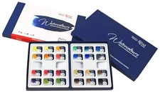 Professional Watercolor Paint, Set of 24, Full Pan, Made in Europe. Vibrant C...