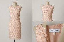 Calvin Klein Blush Floral Lace Sheath Dress Sleeveless Knee Length Size 4