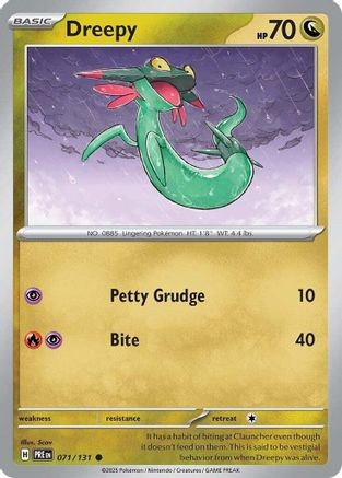 Dreepy 071/131 Common Prismatic Evolutions Pokemon Near Mint