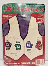 VTG Dimensions Fashion Art Christmas Felt Vest Appliques Smitten with Mittens