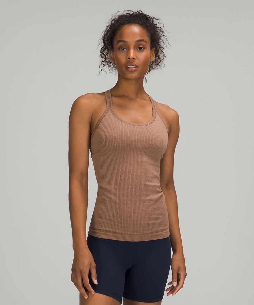 今季ドゥーズィエムクラスsleevelessプルオーバーブラウン Lululemon Ebb to Street Tank Top Size 6 Cacao Brown Ribbed Built