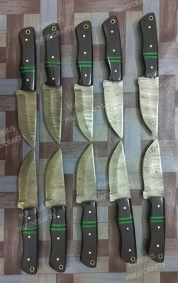 10 pcs Lot 8'' Hand Forged damascus steel Skinner knife Canvas Micarta Handle