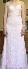 Pink Floral Maxi Dress Sweetheart Neckline Corset Lace-Up Sleeveless Size 4