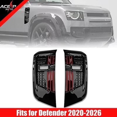 Front Side Engine Hood Air Outlet Vent Cover with Light Fits for Defender 2020+
