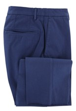 Incotex Blue Solid Cotton Blend Pants - Slim - 30/46 - 0W 