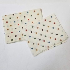 2 Dura-Soft Standard Pillowcases Geometric Square Dots Design Beige 29"x20"
